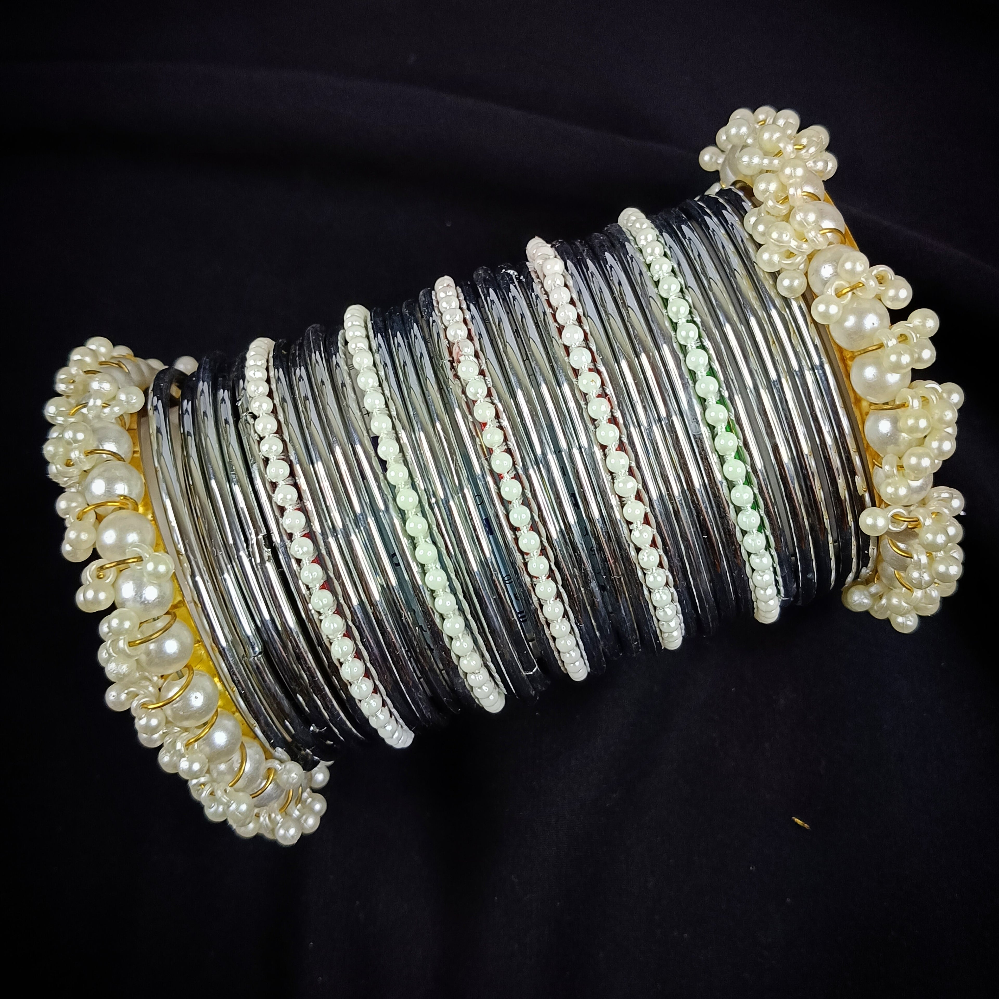 Silver Glass Bangles