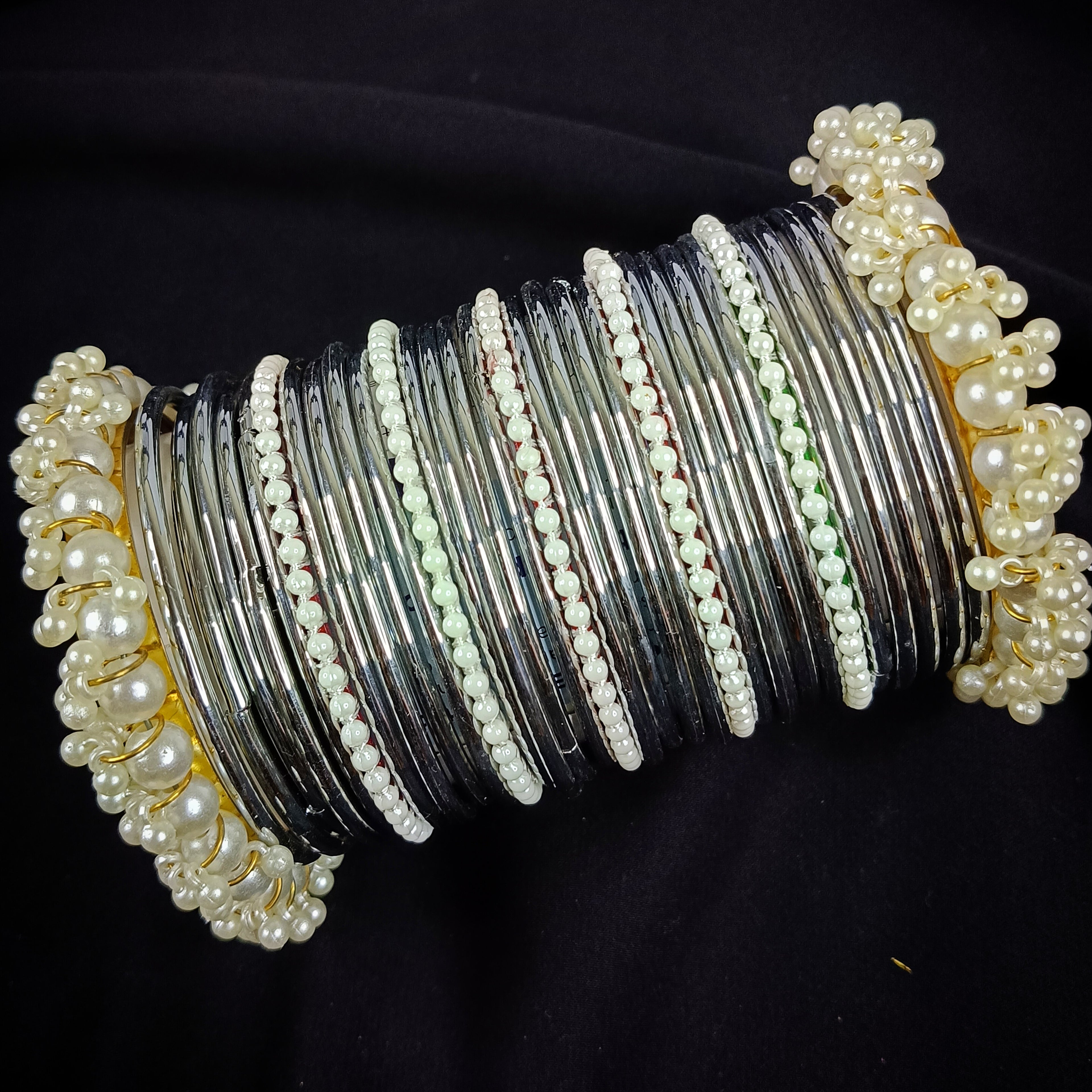 Silver Glass Bangles