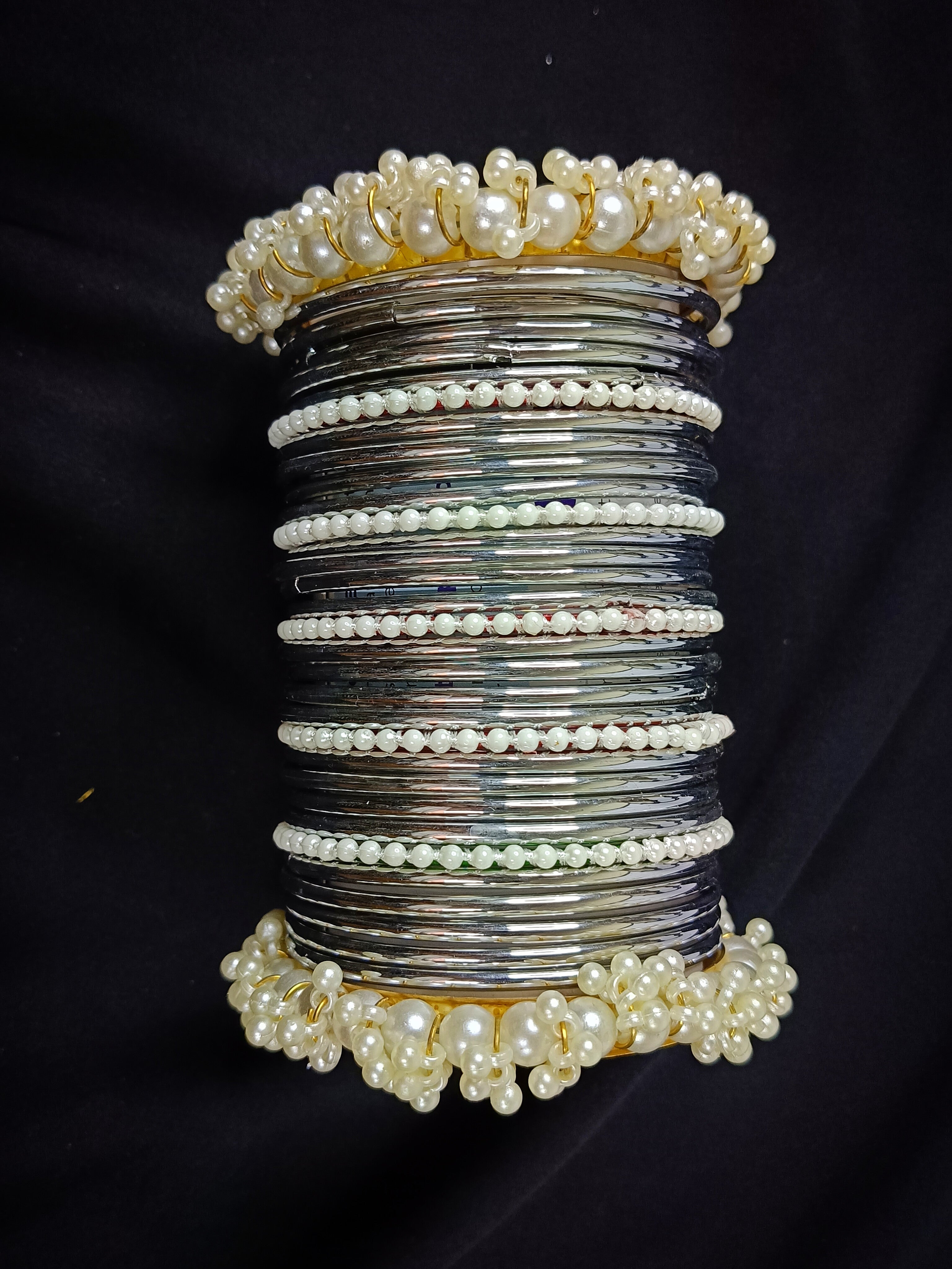 Silver Glass Bangles
